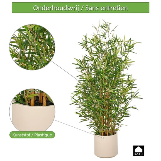 Kopu ® kunstplant bamboe 130 cm 1978 bladeren crème pot fargesia - Image 4