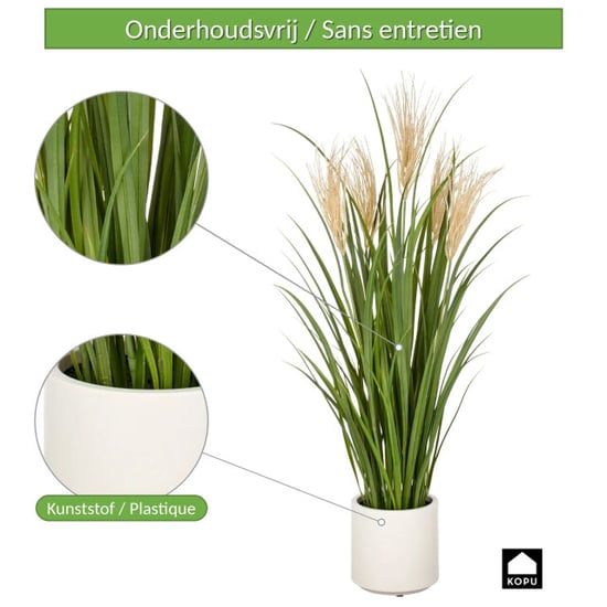 Kopu ® kunstplant siergras 125 cm met pluimen crème pot - Image 4