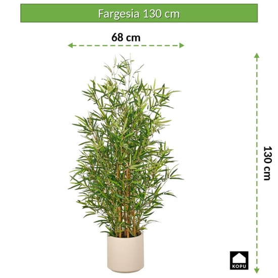 Kopu ® kunstplant bamboe 130 cm 1978 bladeren crème pot fargesia - Image 5