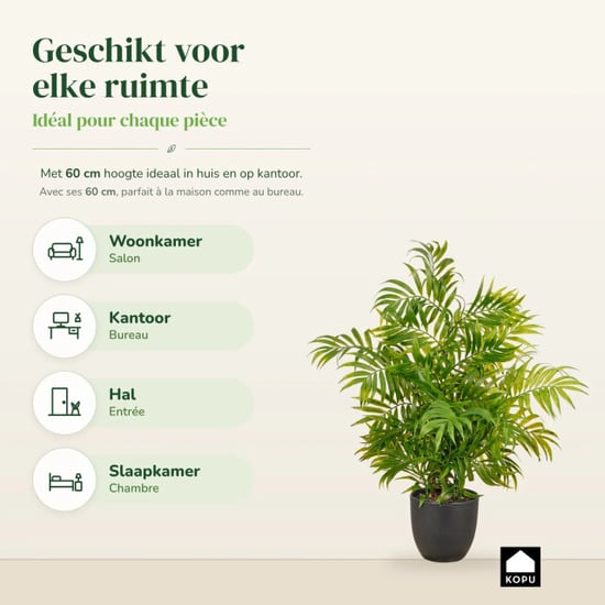 Kopu ® kunstplant bergpalm 60 cm zwarte pot chamaedorea - Image 5