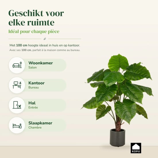 Kopu ® kunstplant alocasia 100 cm grijze pot olifantsoor - Image 5
