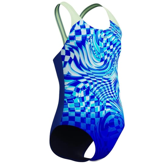 Speedo Girls Mosaic Splashback One Piece Swimsuit (Blue/Dark Blue) - Image 5