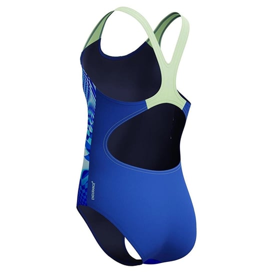 Speedo Girls Mosaic Splashback One Piece Swimsuit (Blue/Dark Blue) - Image 6