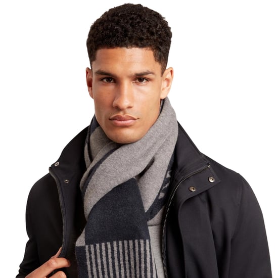 Ted Baker Lettering Knitted Reversible Scarf (Grey) - Image 1