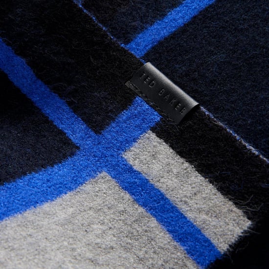 Ted Baker Kierans Stripe Detail Winter Scarf (Navy) - Image 4