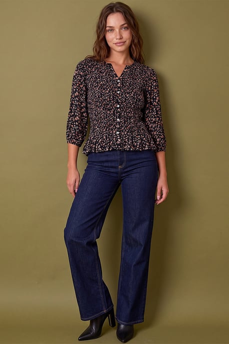 Petite Shirred Button Blouse - Image 3