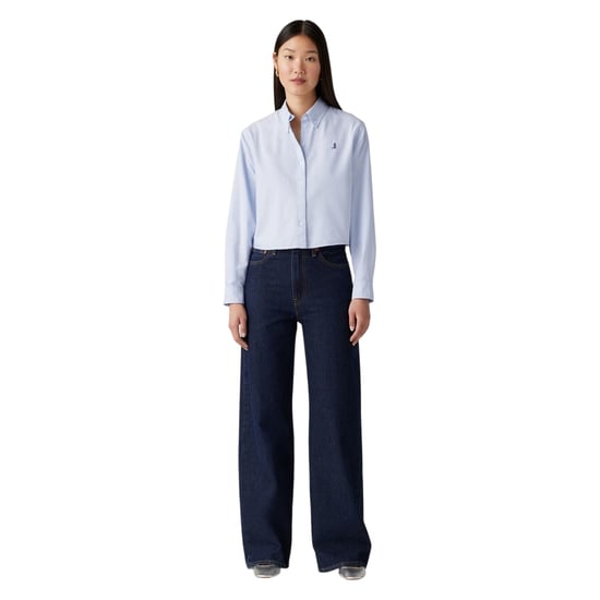 Levis Damesjeans met wijde pijpen van een katoenmix (Blauw gearceerd) - Image 1