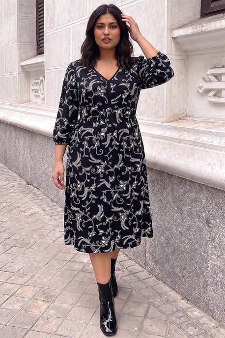 Curve Floral V-Neck Stretch Dress - Image 2
