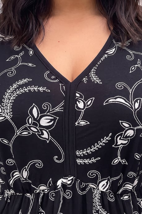 Curve Floral V-Neck Stretch Dress - Image 4