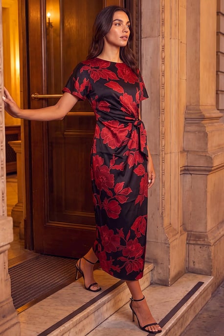 Floral Tie Side Midi Dress - Image 2