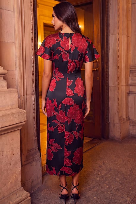 Floral Tie Side Midi Dress - Image 3