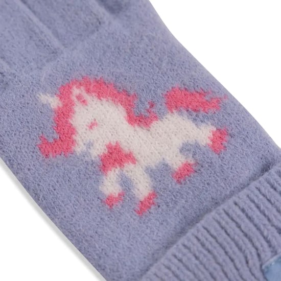 Trespass Danica Knitted Unicorn Winter Gloves (Light Blue) - Image 3