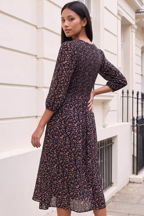 Petite Floral Shirred Bodice Dress - Image 2