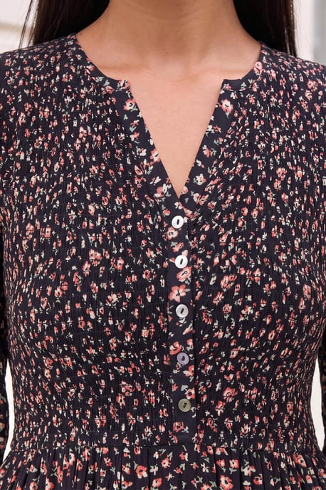 Petite Floral Shirred Bodice Dress - Image 4