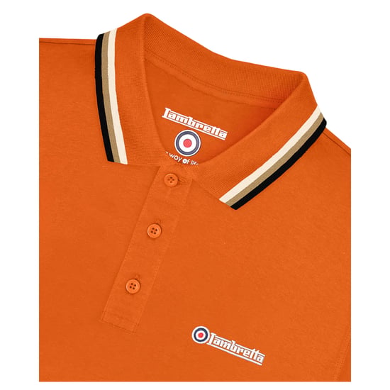Lambretta Mens Triple Tipped Polo Shirt (Desert Sun/Silver/Cashew/Black) - Image 4