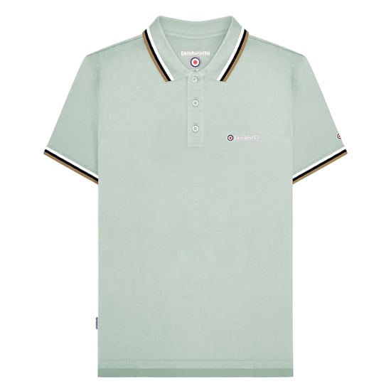 Lambretta Mens Triple Tipped Polo Shirt (Pale Aqua/White/Sapphire/Cashew) - Image 2