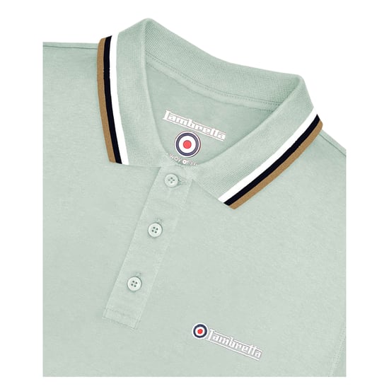 Lambretta Mens Triple Tipped Polo Shirt (Pale Aqua/White/Sapphire/Cashew) - Image 4