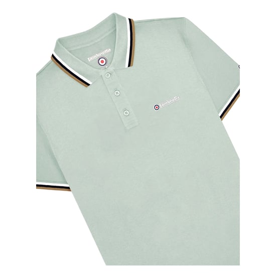 Lambretta Mens Triple Tipped Polo Shirt (Pale Aqua/White/Sapphire/Cashew) - Image 5