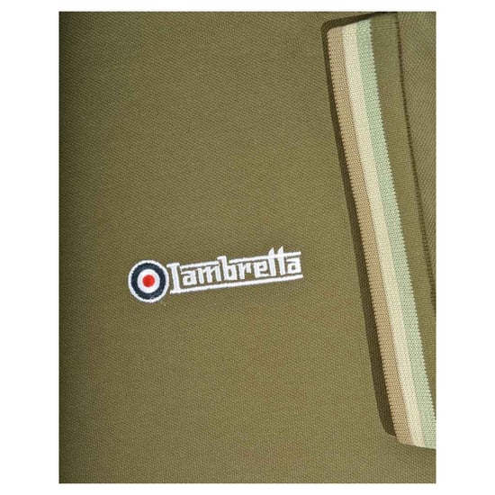 Lambretta Mens Triple Tipped Polo Shirt (Khaki Green/Aqua/Silver/Cashew) - Image 3