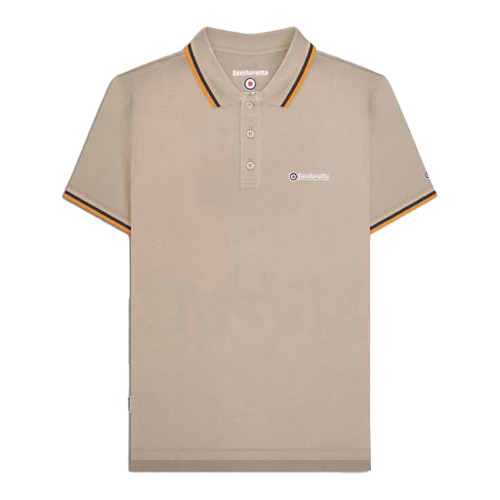 Lambretta Mens Triple Tipped Polo Shirt (Cashew/White/Navy/Apricot) - Image 2
