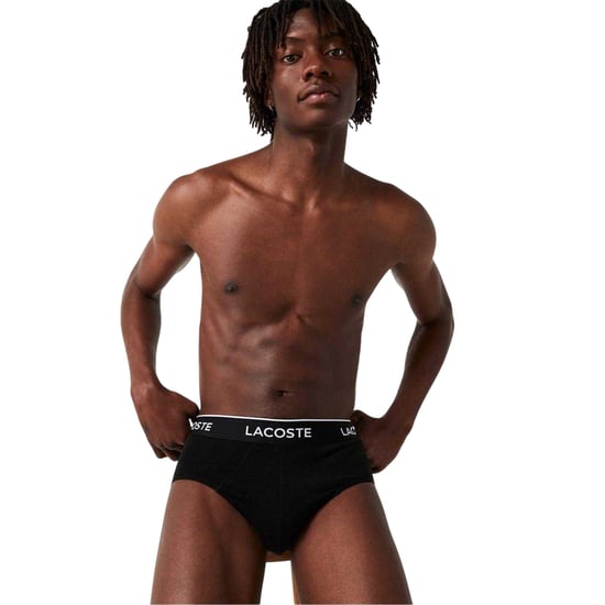 Lacoste Mens Logo Briefs (Pack of 3) (Black/White/Grey) - Image 3