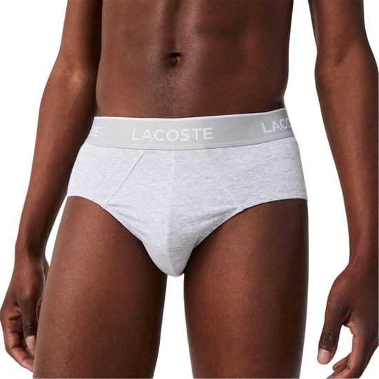 Lacoste Mens Logo Briefs (Pack of 3) (Black/White/Grey) - Image 4