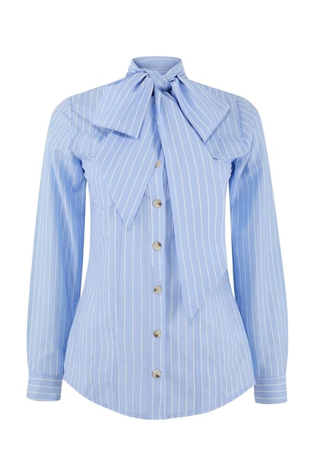 Trendyol Modest Dames Blauw Gestreept Lang Regular fit Modest Overhemden - Image 3