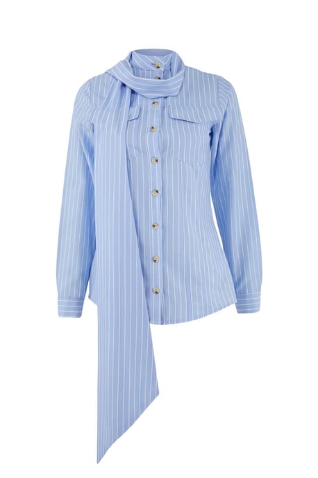 Trendyol Modest Dames Blauw Gestreept Lang Regular fit Modest Overhemden - Image 5