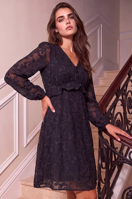 Petite Jacquard Frill Dress - Image 1