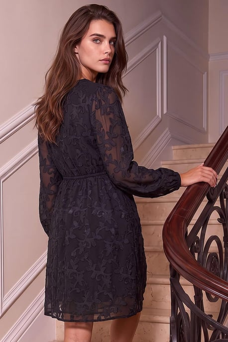 Petite Jacquard Frill Dress - Image 3