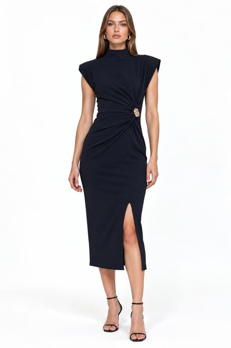 Women’s Half Turtleneck Midi Dress - Image 1