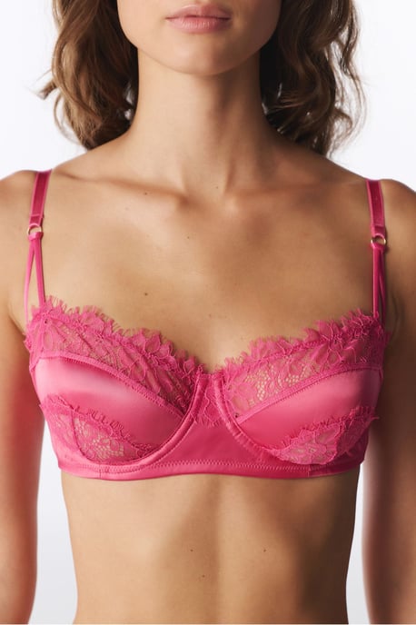 Satin Lace Trim Underwired Bra - Image 3