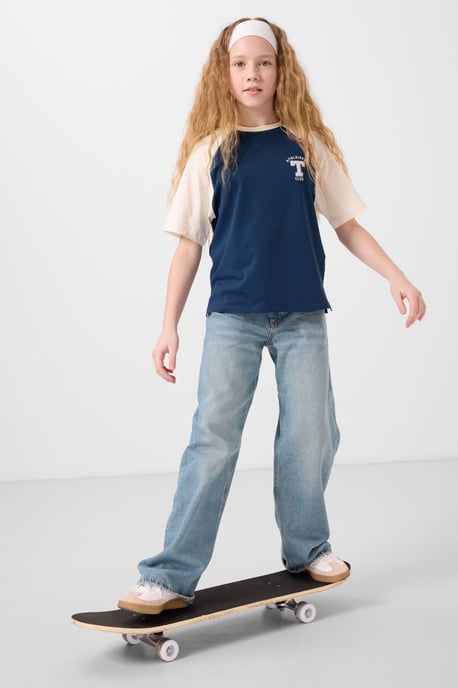 T-shirt met ronde hals, tekstprint en relaxed fit - Image 1