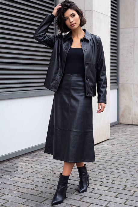 Petite A-Line Faux Leather Skirt - Image 2