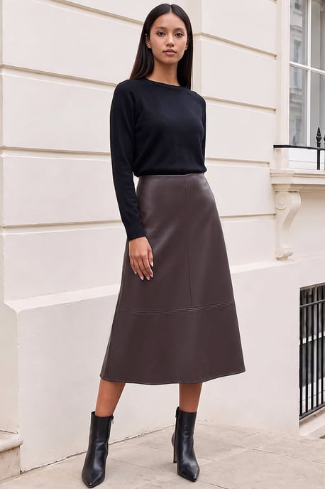 Petite A-Line Faux Leather Skirt - Image 2