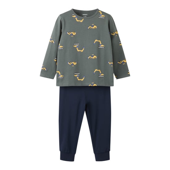 Name It Jongens lange pyjama set nmmnightset grijs/donkerblauw graafmachine print - Image 1