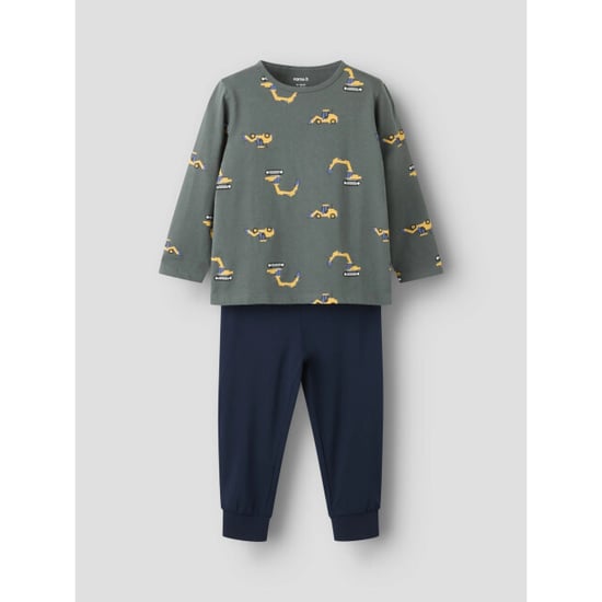 Name It Jongens lange pyjama set nmmnightset grijs/donkerblauw graafmachine print - Image 4