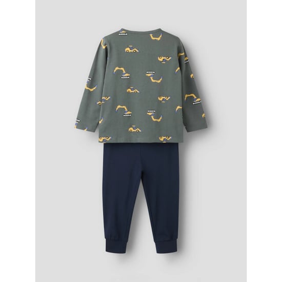 Name It Jongens lange pyjama set nmmnightset grijs/donkerblauw graafmachine print - Image 5