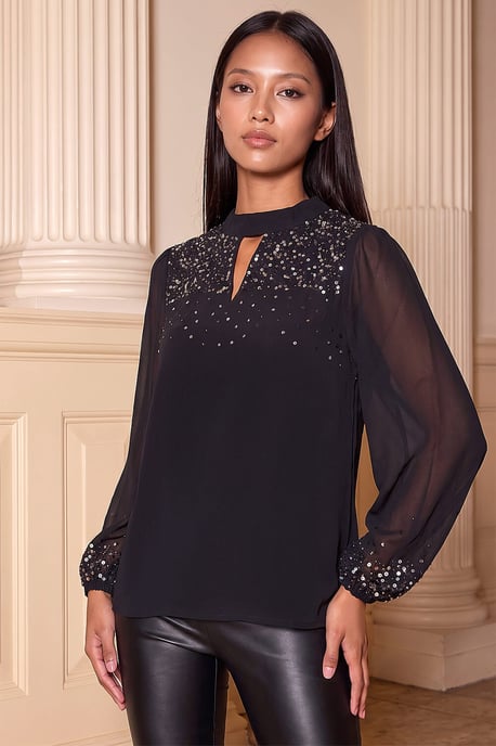 Petite Beaded Keyhole Top - Image 1