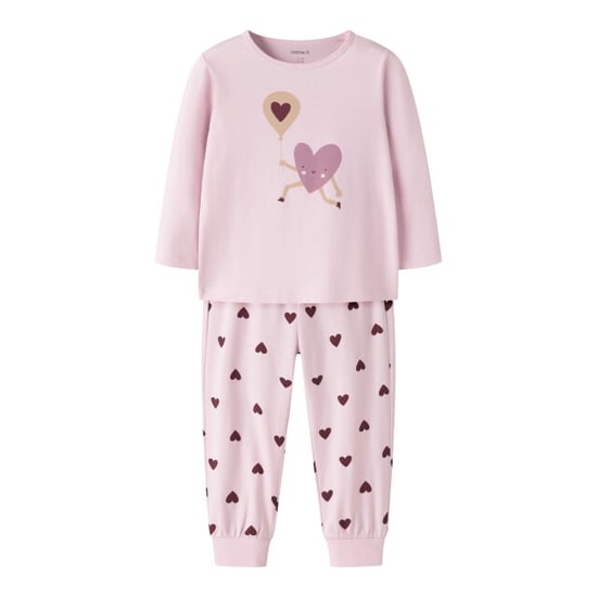 Name It Meisjes lange pyjama set nmfnightset cutie heart hartjes print - Image 1