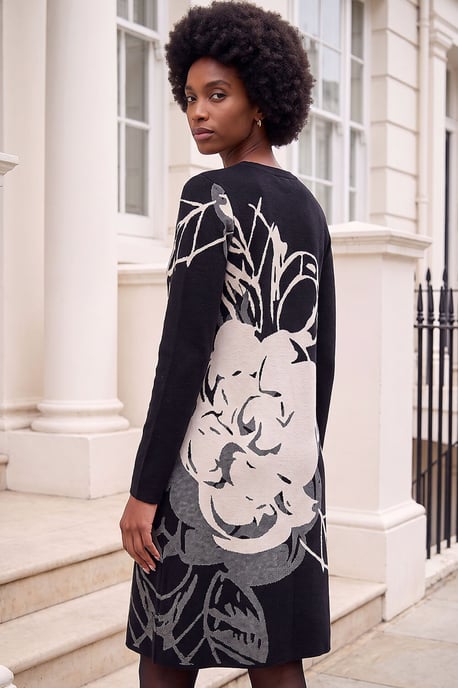 Rose Jacquard Knit Dress - Image 3