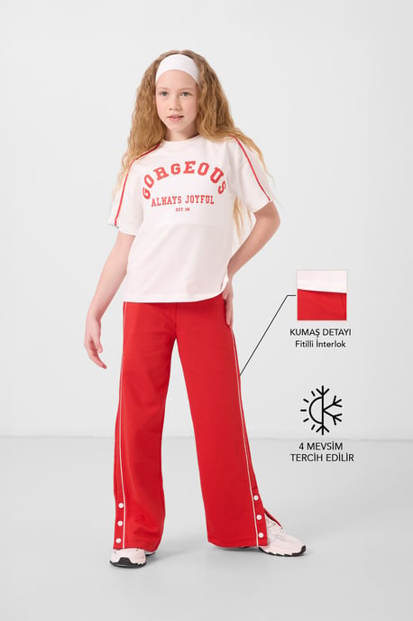 Button Detail Wide Leg Tracksuit Set - Image 2