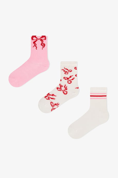 Flying Bows sokken met strikjespatroon, 2-pack crew sokken - Image 1