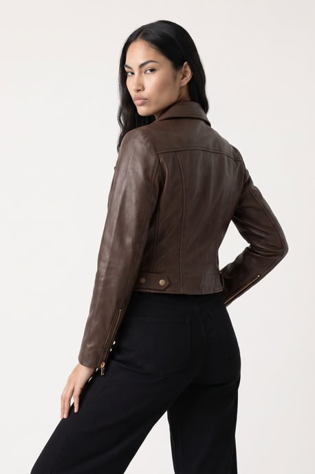 Real Leather jacket in Chocolate - Image 3