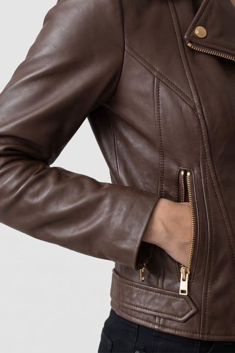 Real Leather jacket in Chocolate - Image 4
