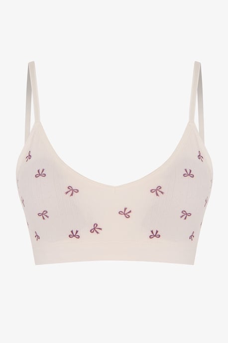 Lace Pattern Removable Padded Seamless Bralette - Image 5