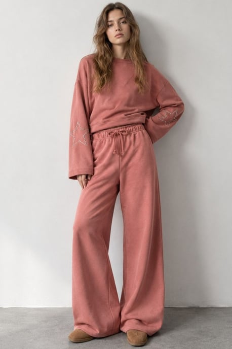 Wide Leg Pants with Star Detail - Image 1