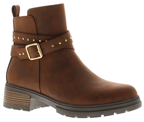 Apache Womens Ankle Boots Millie Pu Zip Fastening brown - Image 1
