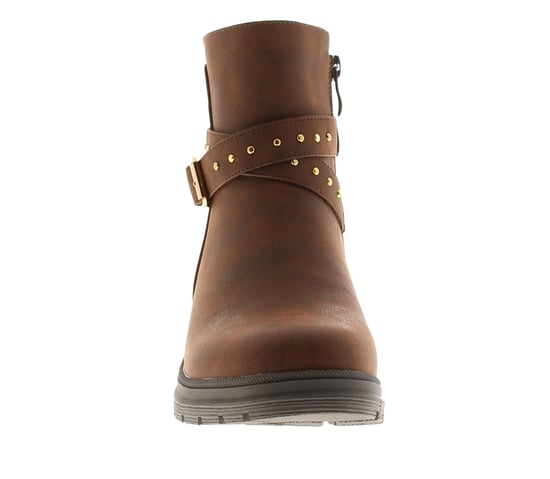 Apache Womens Ankle Boots Millie Pu Zip Fastening brown - Image 3