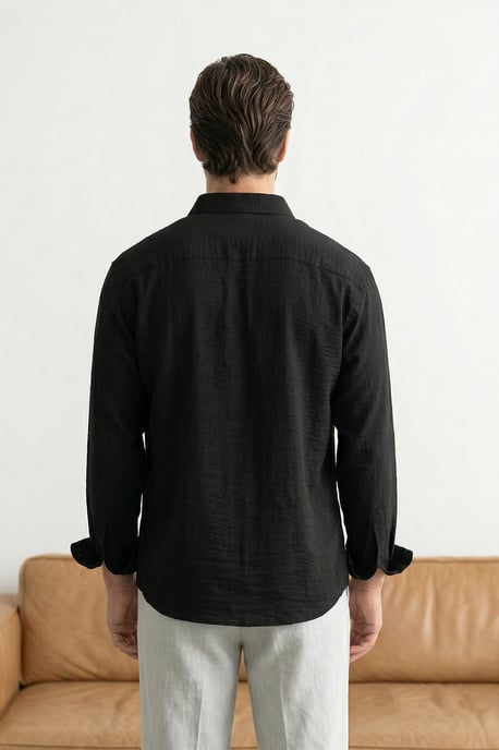 TRENDYOL MAN Men's Black Plain Long Regular fit Shirts - Image 2